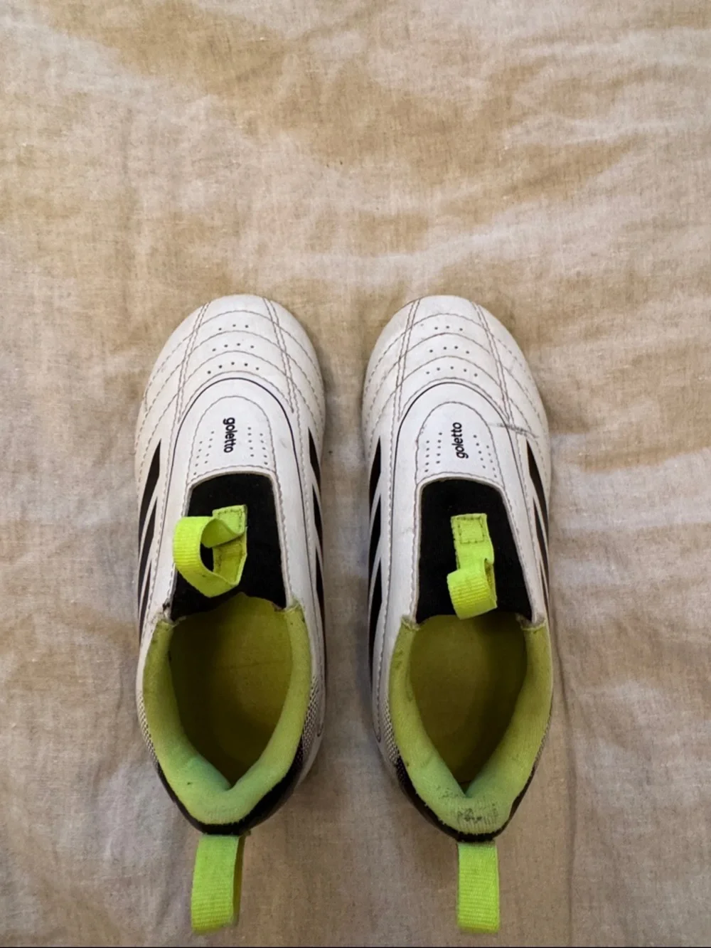 adidas Goletto Kids White and Neon Green Slip-On Soccer Cleats - Picture 8 of 10